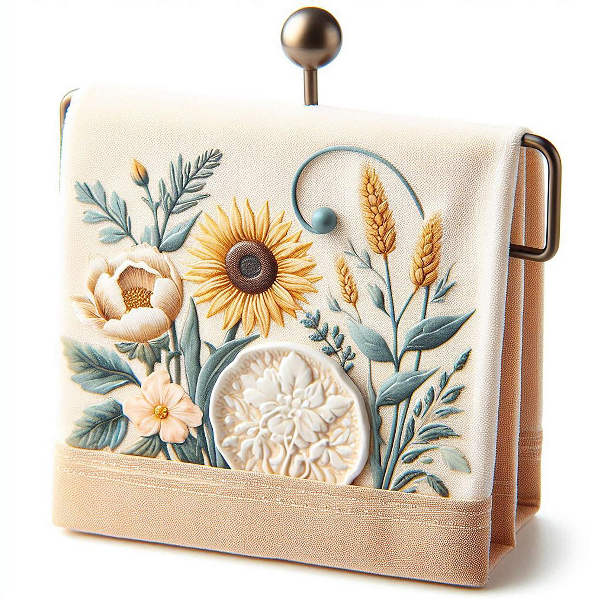 Pochette con ricamo floreale moderno